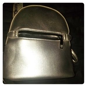 Mini silver backpack